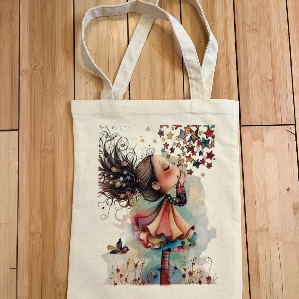 Whimsical Girl Canvas Tote Bag